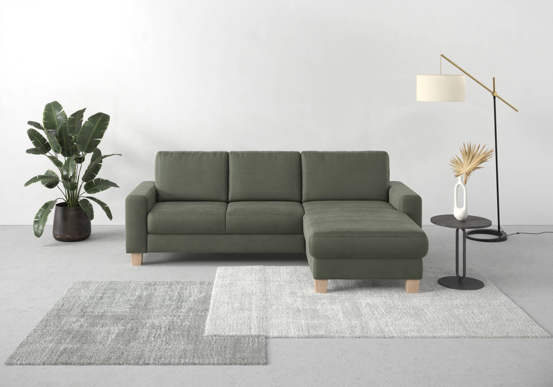 Home affaire Ecksofa »Summer L-Form«, mit Recamiere, mit oder ohne Bettfunktion und Bettkasten, Cord-Bezug von home affaire