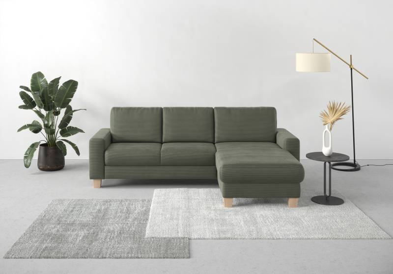 Home affaire Ecksofa »Summer L-Form«, mit Recamiere, mit oder ohne Bettfunktion und Bettkasten, Cord-Bezug von home affaire