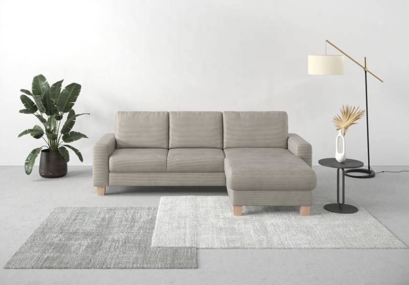 Home affaire Ecksofa »Summer L-Form«, mit Recamiere, mit oder ohne Bettfunktion und Bettkasten, Cord-Bezug von home affaire
