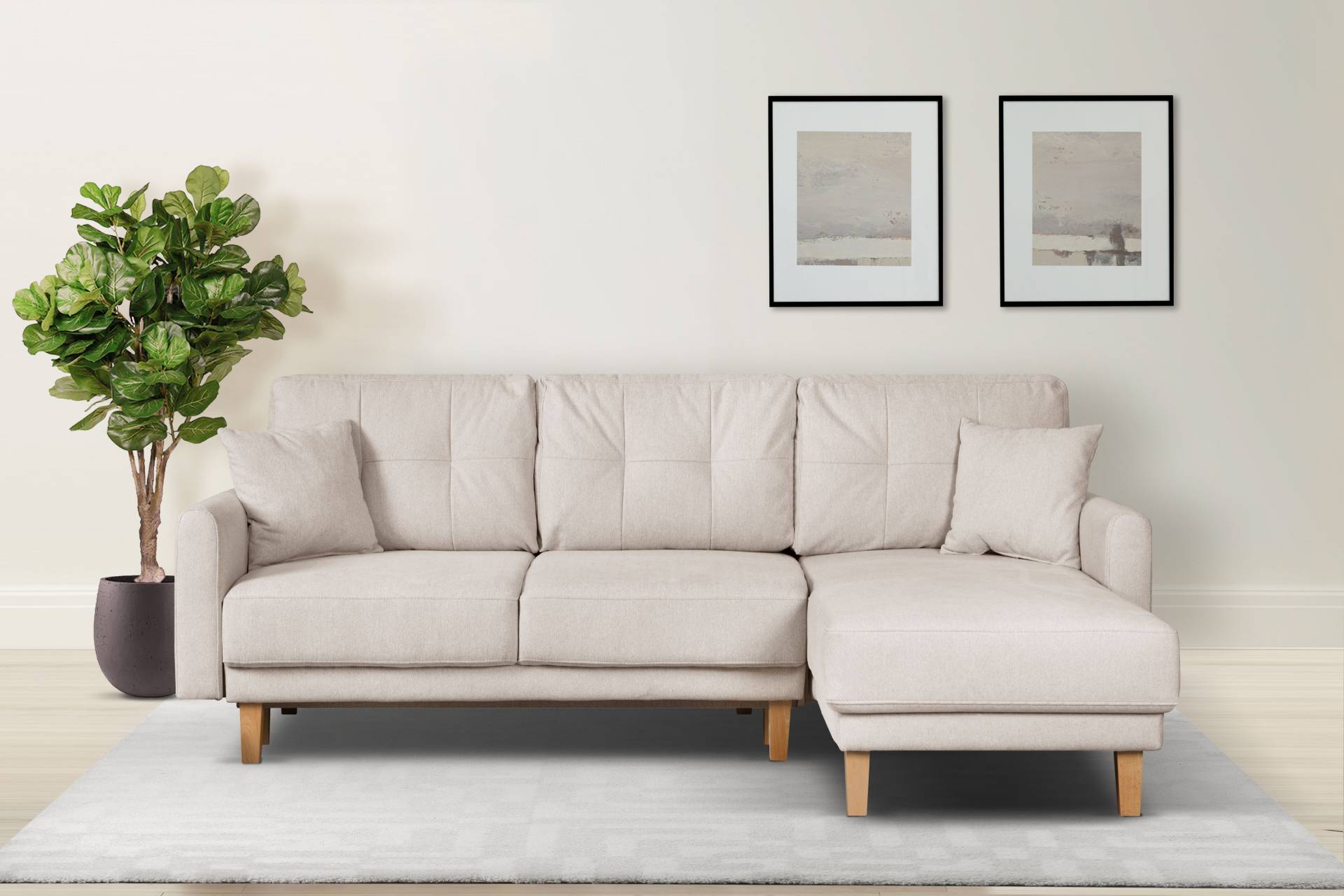 Home affaire Ecksofa »TRIPLO optionale Schlafsofa mit Bettkasten, Masse B/T/H: 234/164/89 cm«, L-Form wahlweise mit Bettfunktion - Liegefläche 132x210 cm von home affaire