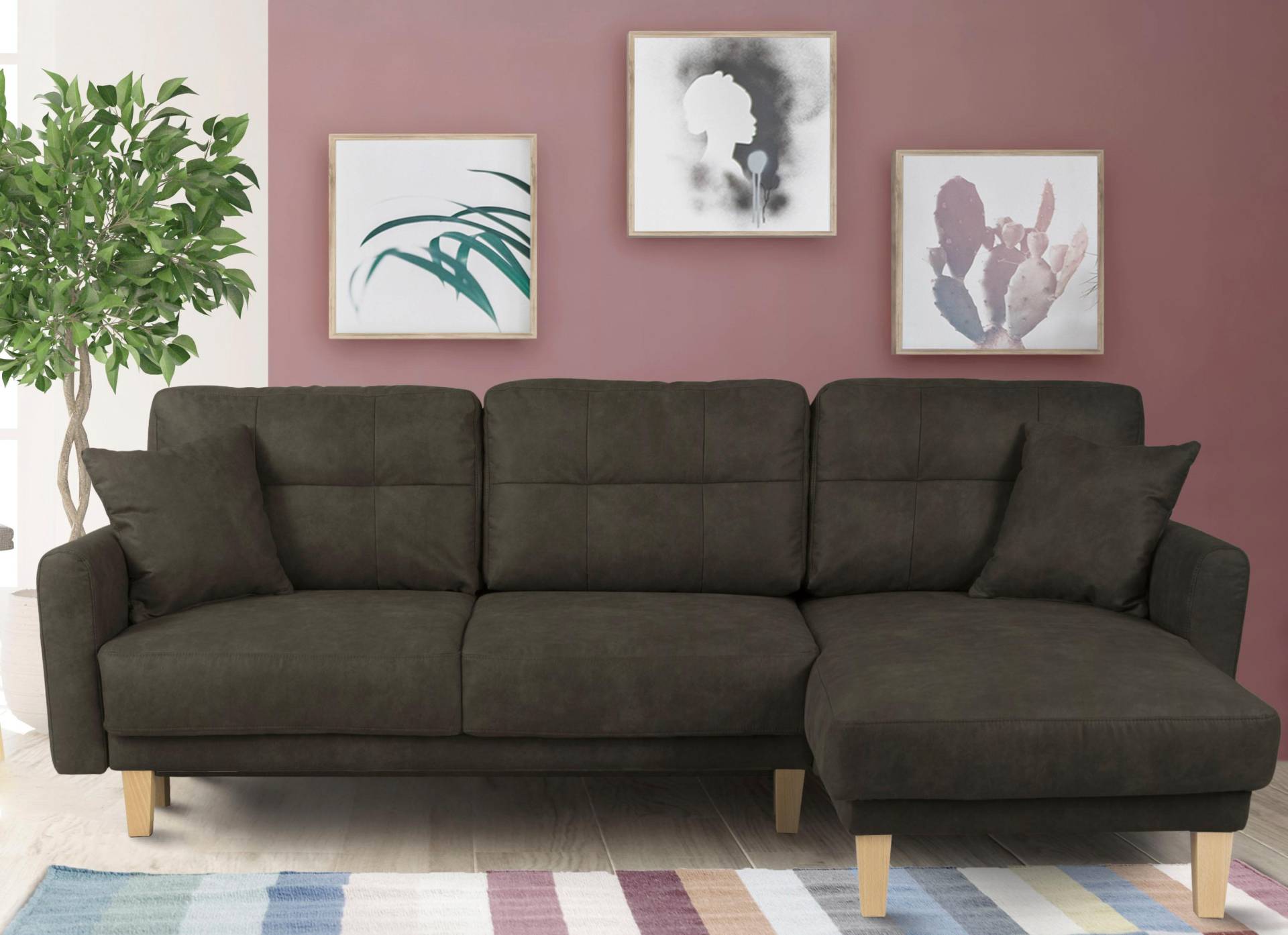 Home affaire Ecksofa »Triplo, Zierkissen, Schlaffunktion, B/T/H: 234/164/89 cm, L-Form« von home affaire