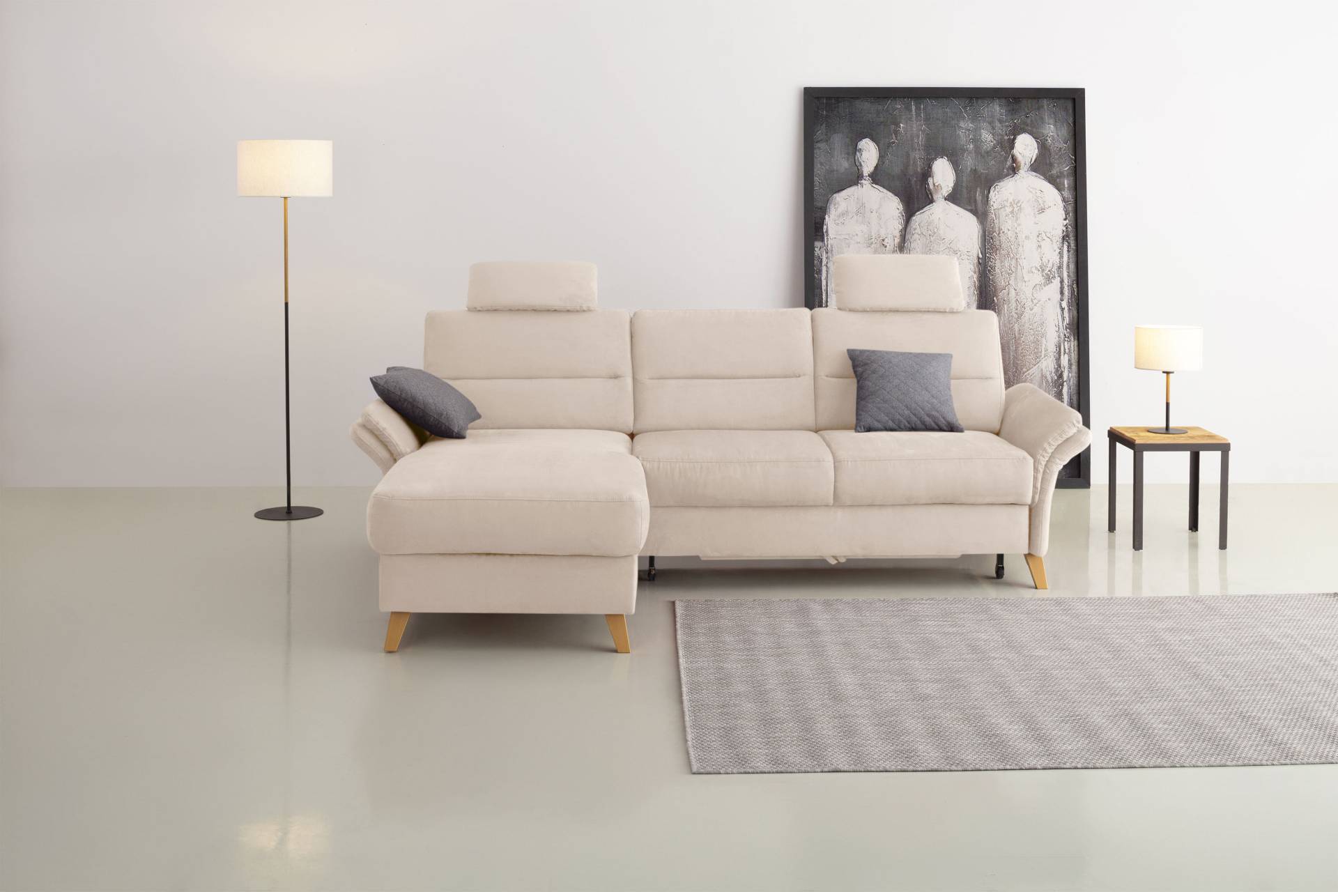 Home affaire Ecksofa »Westerland L-Form«, Federkern-Polsterung, wahlweise mit Bettfunktion, Bettkasten von home affaire