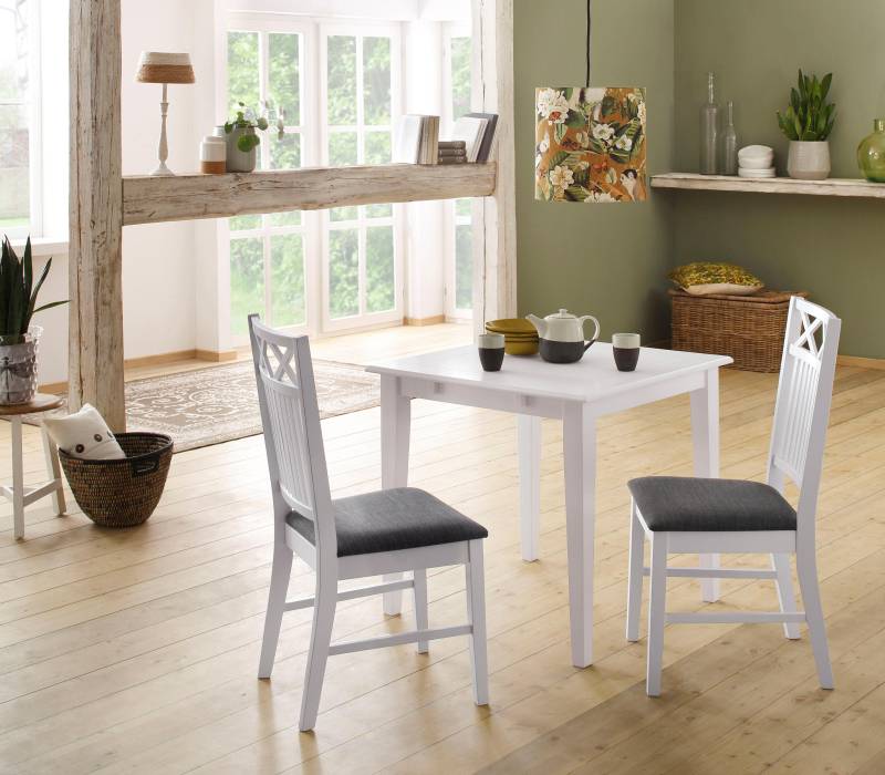 Home affaire Essgruppe »Olvera«, (Set, 3 tlg.), bestehend aus Esstisch 80 cm und 2er Set Esszimmerstühlen (3-tlg.) von home affaire
