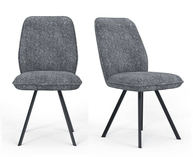 Home affaire Esszimmerstuhl »Mily Essstuhl, Wohnstuhl, Polsterstuhl, 4-Fussstuhl«, (Set), 2 St., Chenille, mit schwarz pulverbeschichteten Metallbeinen, gepolstert, modern von home affaire