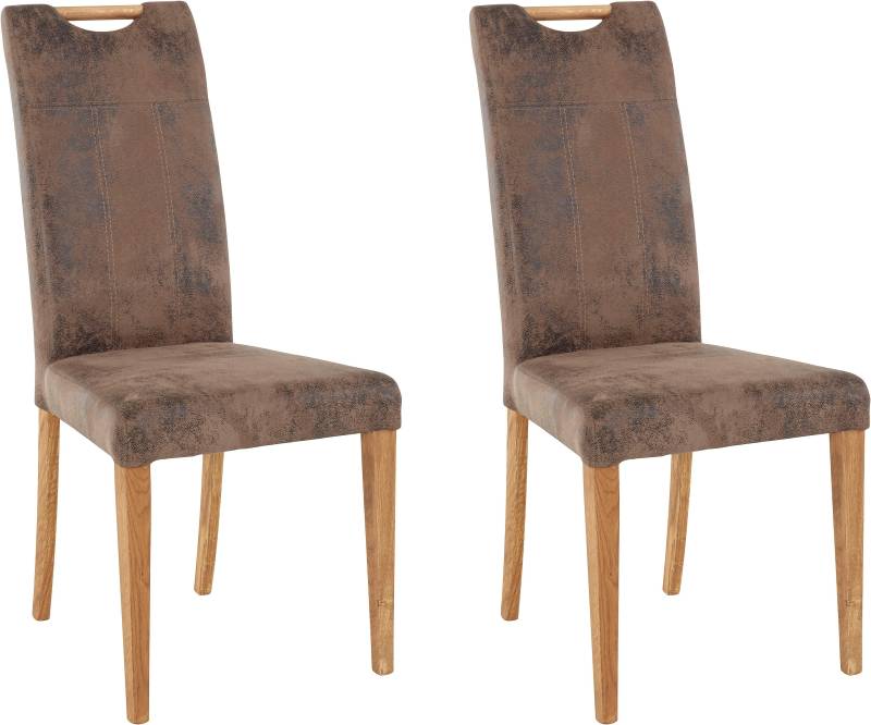 Home affaire Esszimmerstuhl »Roberta Polsterstuhl, Gestell Eiche massiv«, (Set), 2 St., Luxus-Microfaser Vintageoptik, Bezug aus strapazierfähiger Microfaser von home affaire