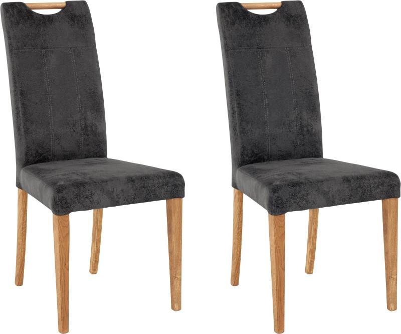 Home affaire Esszimmerstuhl »Roberta Polsterstuhl, Gestell Eiche massiv«, (Set), 2 St., Luxus-Microfaser Vintageoptik, Bezug aus strapazierfähiger Microfaser von home affaire