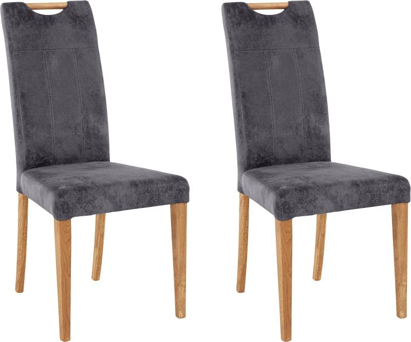 Home affaire Esszimmerstuhl »Roberta Polsterstuhl, Gestell Eiche massiv«, (Set), 2 St., Luxus-Microfaser Vintageoptik, Bezug aus strapazierfähiger Microfaser von home affaire
