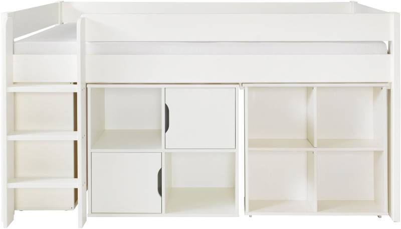 Lüttenhütt Hochbett »"ROBIN " Massivholz, viel Stauraum, seitenverkehrt montierbar«, (4-tlg.), inklusive Schreibtisch und zwei Kommoden von Lüttenhütt
