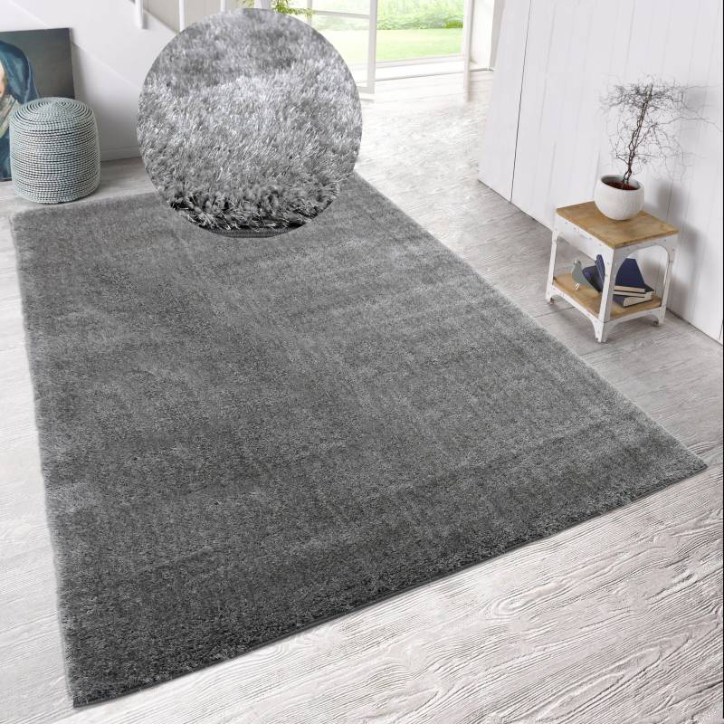 my home Hochflor-Teppich »Malin«, rechteckig, 43 mm Höhe, Shaggy in Uni-Farben, einfarbig, leicht glänzend, besonders weich von My Home