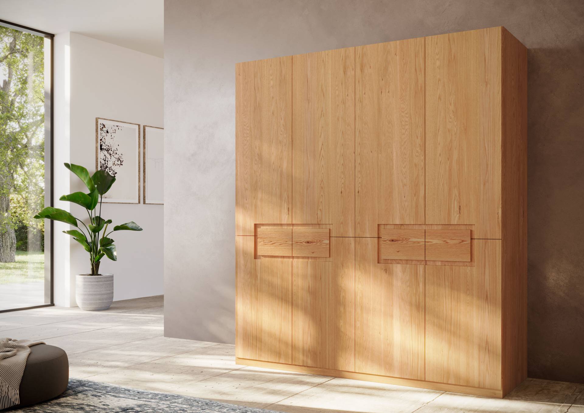 Home affaire Kleiderschrank »Léopoldine aus Kernbuche, erhältlich in verschiedenen Breiten«, Massivholz-Kleiderschrank, im 50 cm Raster planbar von home affaire