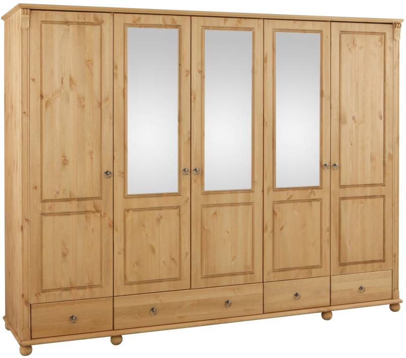 Home affaire Kleiderschrank »Tessin«, (B/H/T ca. 245/191/59 cm), Breite 245 cm, Kiefer massiv, mit Spiegel von home affaire