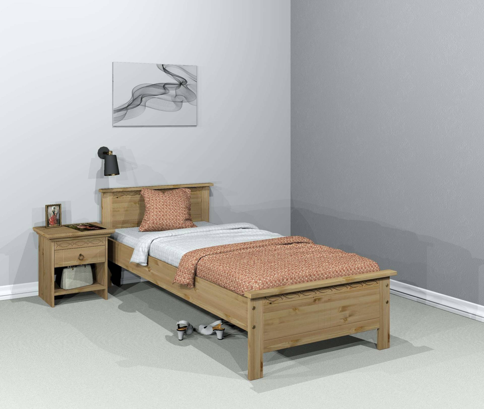 Home affaire Massivholzbett »Indra, TOPSELLER, Landhausstil, edles Design,zertifiziertes Massivholz«, (Breite/Belastbarkeit 180cm/220 KG, 140cm/180 KG, 90cm/120 KG), mit dekorativen Fräsungen, in 2 Breiten und Farben von home affaire