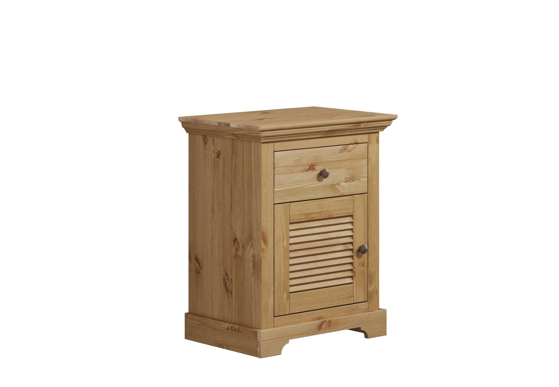 Home affaire Nachtkommode »Rauna, Landhausstil, edles Design mit Lamellen und Kassetten, 2 Farben«, (B/H/T 56/69/39cm), FSC® zertifiziertes Kieferholz, massive Qualität mit viel Stauraum von home affaire