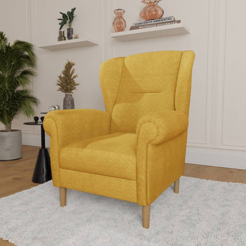 Home affaire Ohrensessel »OSTIANO B/T/H: 80/82/98 cm, Sessel«, Einzelstück, dicke geschwungene Armlehnen, uni und kariert von home affaire
