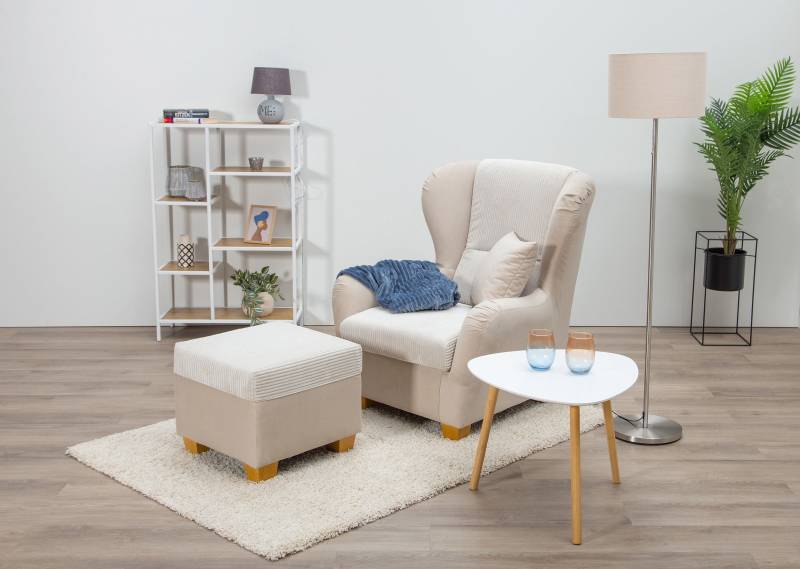 Home affaire Ohrensessel »Oliver«, Ohrensess,mit Hocker,Zierkissen,Klassische Form von home affaire