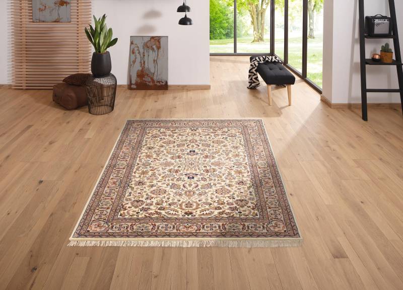 my home Orientteppich »Aras«, rechteckig, 12 mm Höhe, handgeknüpft, reine Wolle, mit Fransen, Wohnzimmer von My Home