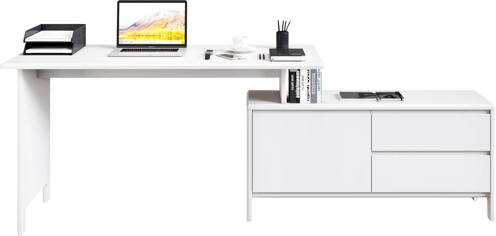 Home affaire Schreibtisch »Luven, aus Massivholz«, in 2 Breiten, variable Nutzung als Schreibtisch oder Eckschreibtisch Home affaire Schreibtisch »Luven, aus Massivholz«, in 2 Breiten, variable Nutzung als Schreibtisch oder Eckschreibtisch von home affaire
