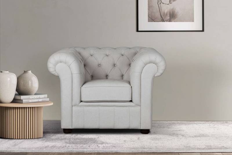 Home affaire Sessel »CHARENTE, Chesterfield, Wellenfederung, Masse B/T/H: 105/89/74 cm«, mit edler Knopfheftung und typischen Armlehnen von home affaire