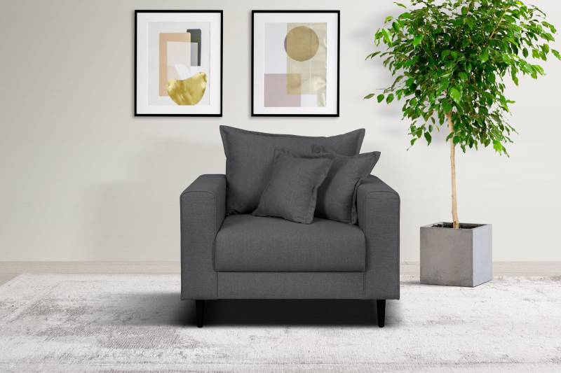 Home affaire Sessel »VEYRAS Loungesessel, Masse B/T/H: 95/84/76 cm«, mit Wellenunterfederung, incl. Kissen von home affaire