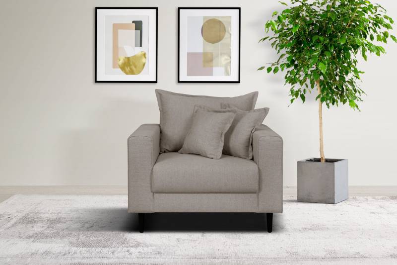 Home affaire Sessel »VEYRAS Loungesessel, Masse B/T/H: 95/84/76 cm«, mit Wellenunterfederung, incl. Kissen von home affaire