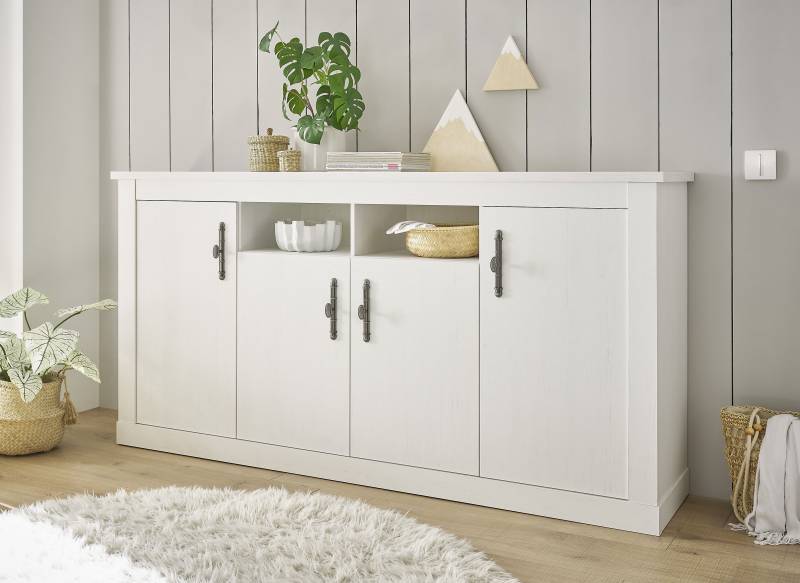 Home affaire Sideboard »RAVENNA«, im romantischen Landhausstil, Griffe aus Metall, Breite 201 cm von home affaire