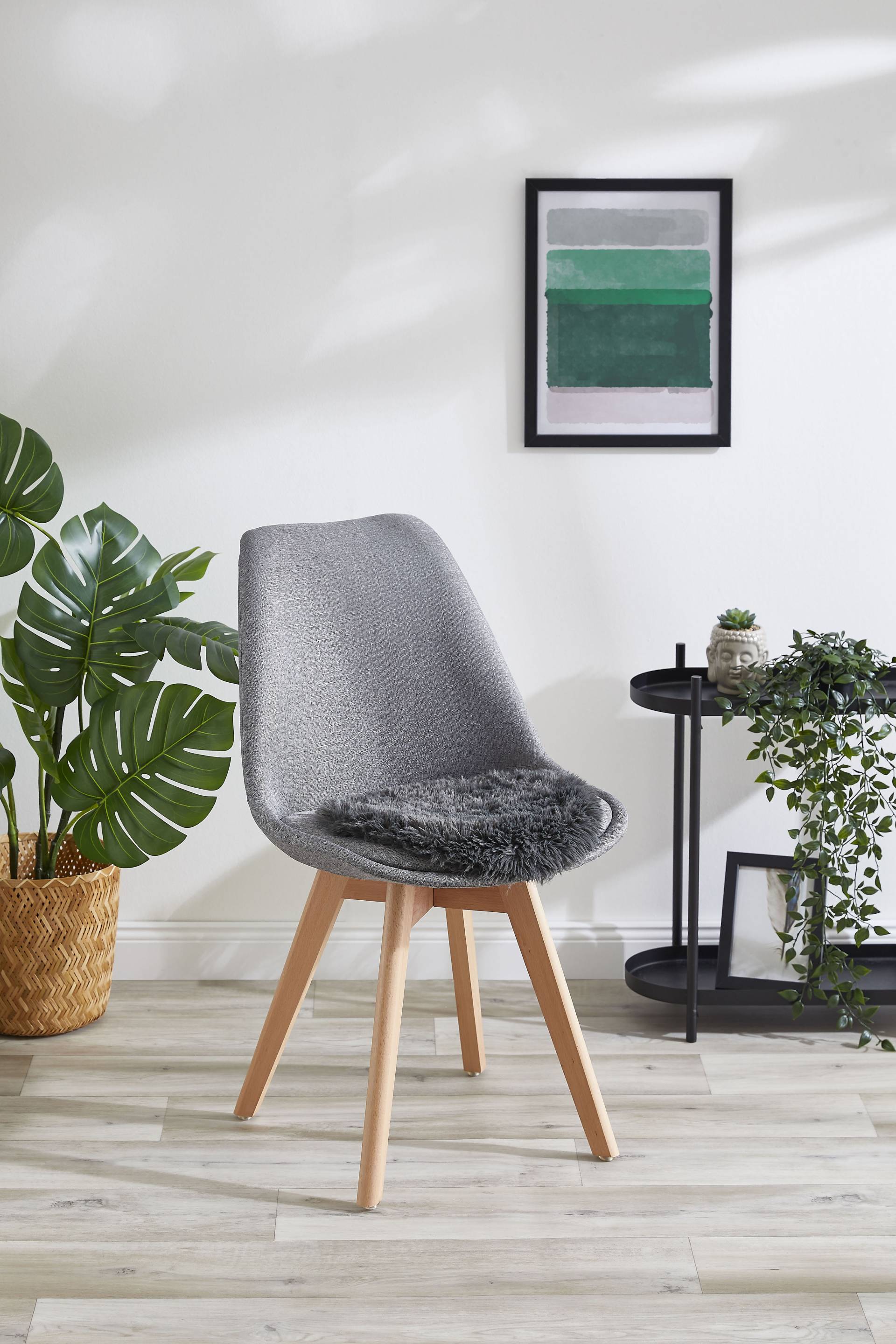 my home Sitzkissen »Alpa, 4er Set«, Sitzauflage, Kunstfell, rund, Ø 34 cm, einfarbig, sehr weich, waschbar von My Home