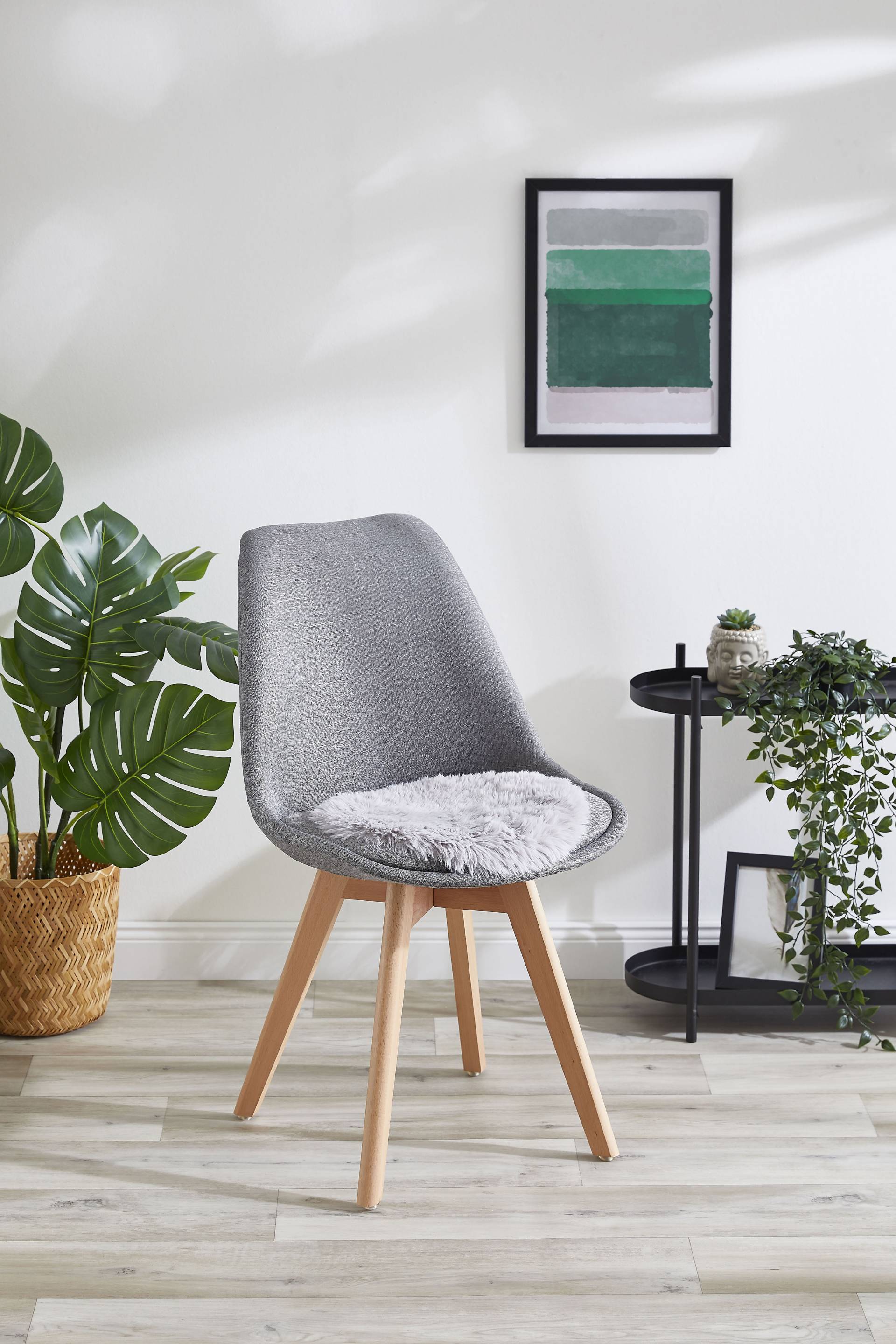 my home Sitzkissen »Alpa, 4er Set«, Sitzauflage, Kunstfell, rund, Ø 34 cm, einfarbig, sehr weich, waschbar von My Home