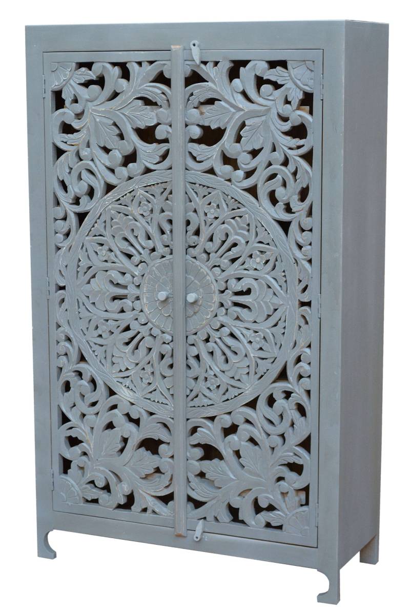 Home affaire Stauraumschrank »Kenmare«, Mangoholz, dekorative Schnitzereien, Breite 100 cm von home affaire