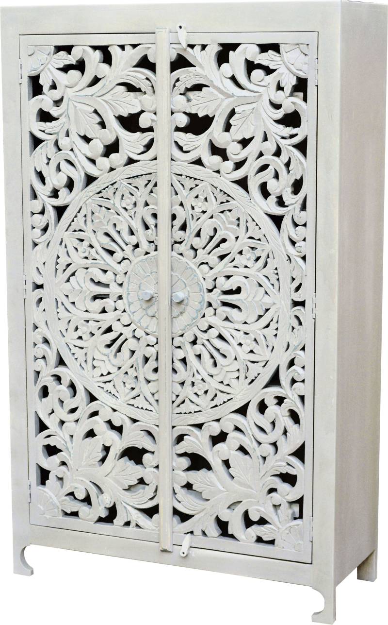 Home affaire Stauraumschrank »Kenmare«, Mangoholz, dekorative Schnitzereien, Breite 100 cm von home affaire