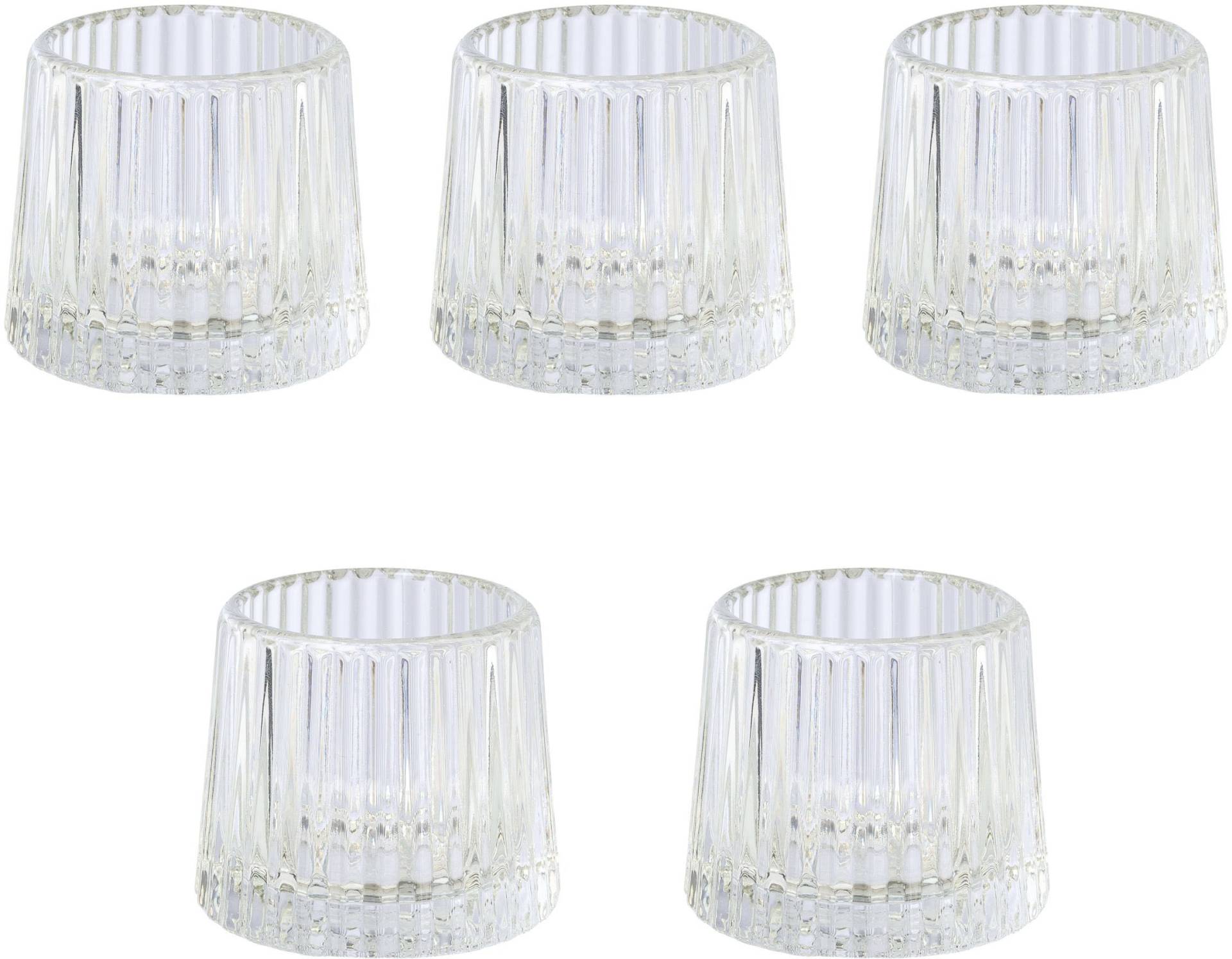 Home affaire Teelichthalter »Kerzenhalter Lunery«, (Set, 5 St.), aus hochwertigem Glas von home affaire