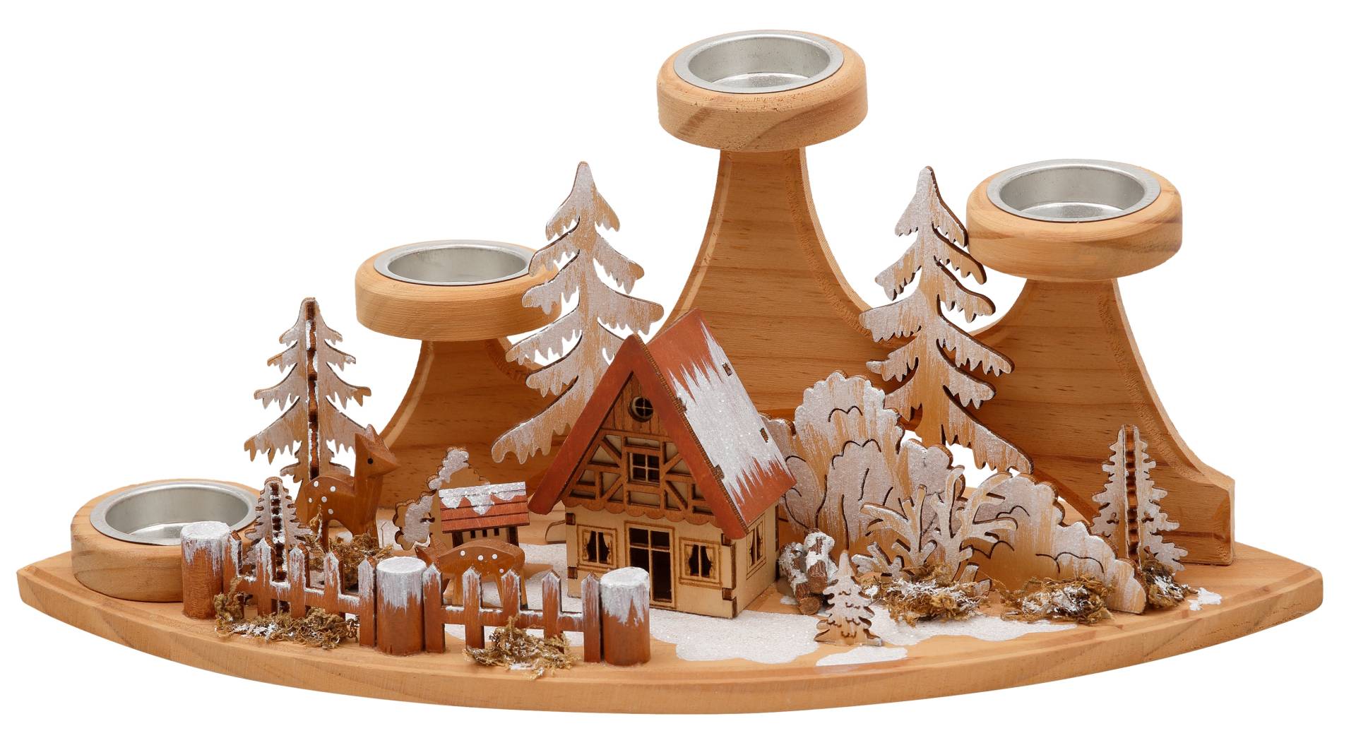 Home affaire Teelichthalter »Winterlandschaft, Weihnachtsdeko aus Holz«, (1 St.) von home affaire