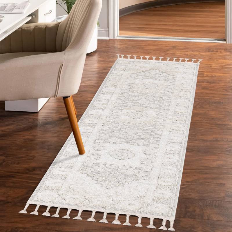 my home Hochflor-Teppich »Bjelle«, rechteckig, 20 mm Höhe, Läufer, Boho-Stil, Ornamente, Hoch Tief Struktur, mit Fransen von My Home