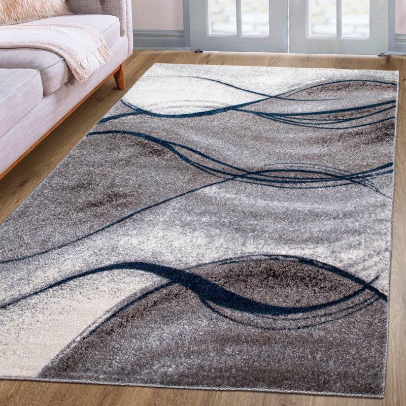 my home Teppich »Tritom«, rechteckig, 9 mm Höhe, mit besonders weichem Flor, Kurzflor, modernes Wellen Muster von My Home