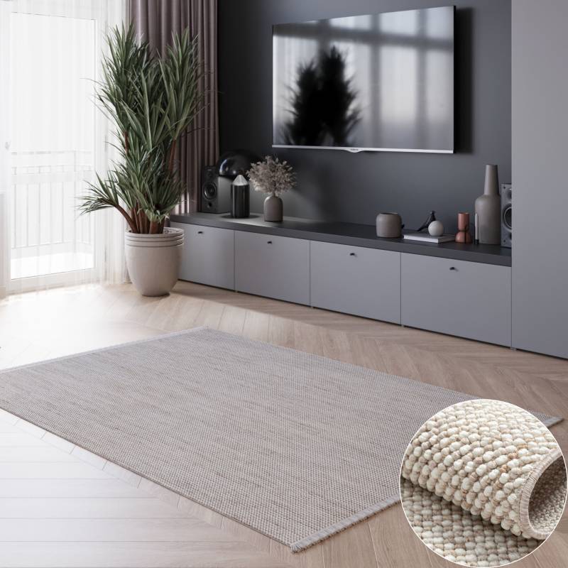 my home Teppich »Vals«, rechteckig, 7 mm Höhe, Uni Farben, meliert, Sisal-Optik, auch in rund erhältlich, mit Fransen von My Home