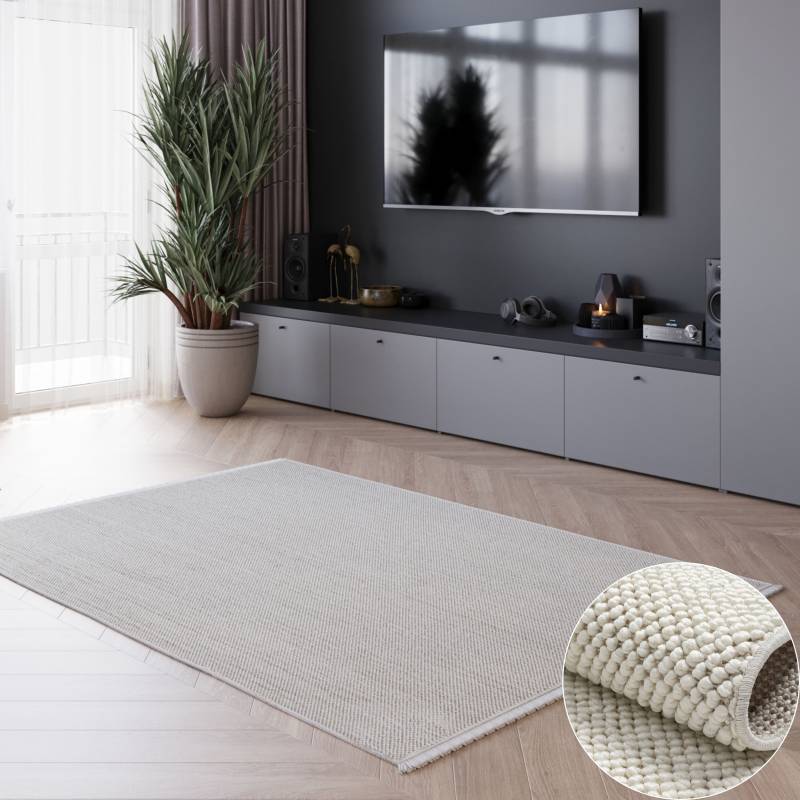 my home Teppich »Vals«, rechteckig, 7 mm Höhe, Uni Farben, meliert, Sisal-Optik, auch in rund erhältlich, mit Fransen von My Home