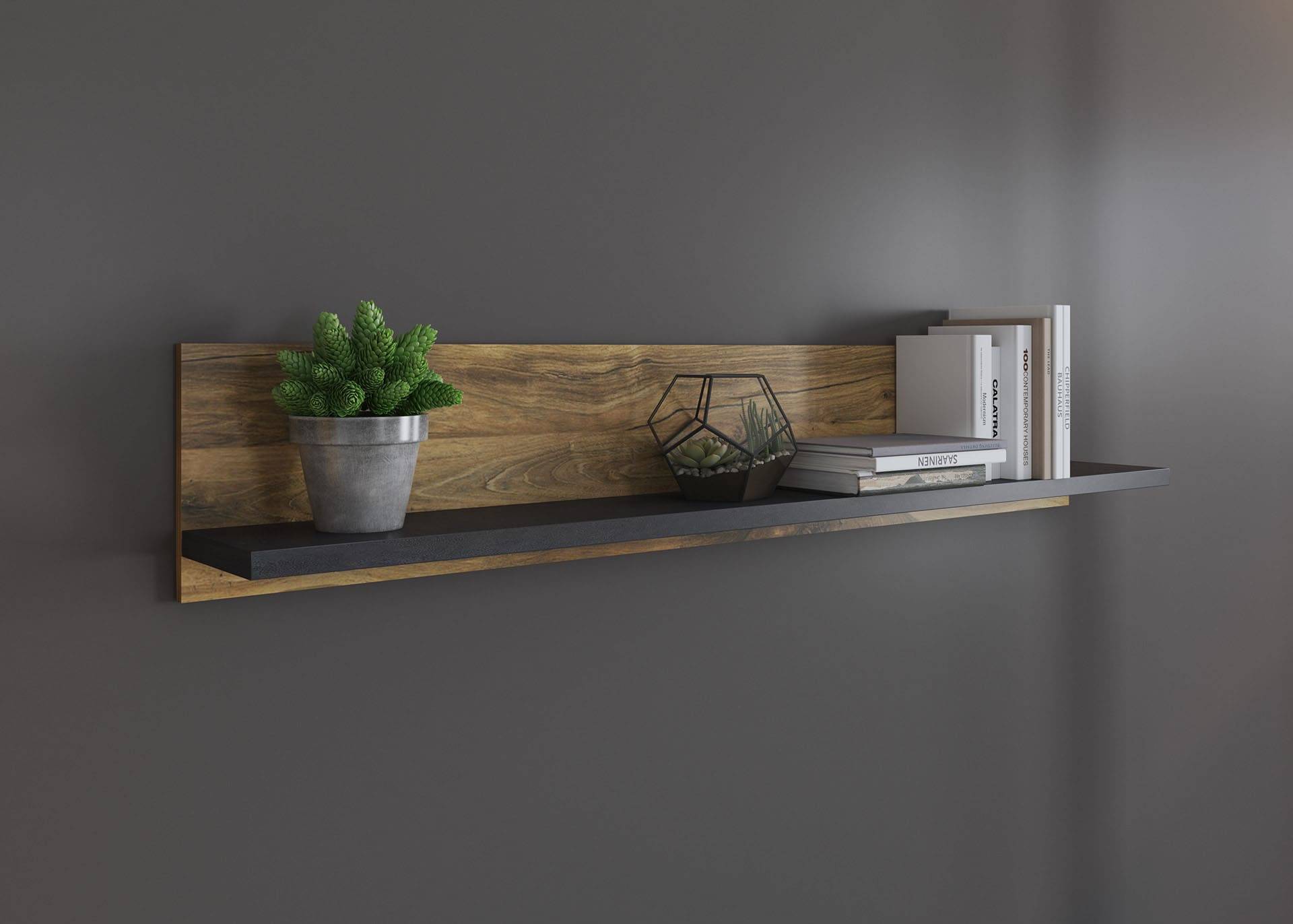 Home affaire Wandboard »York, modernes Wandregal, Hängeregal mit Ablagefach«, vielseitig einsetzbar, in Hunton Oak Dekor verfügbar, 156 cm breit von home affaire