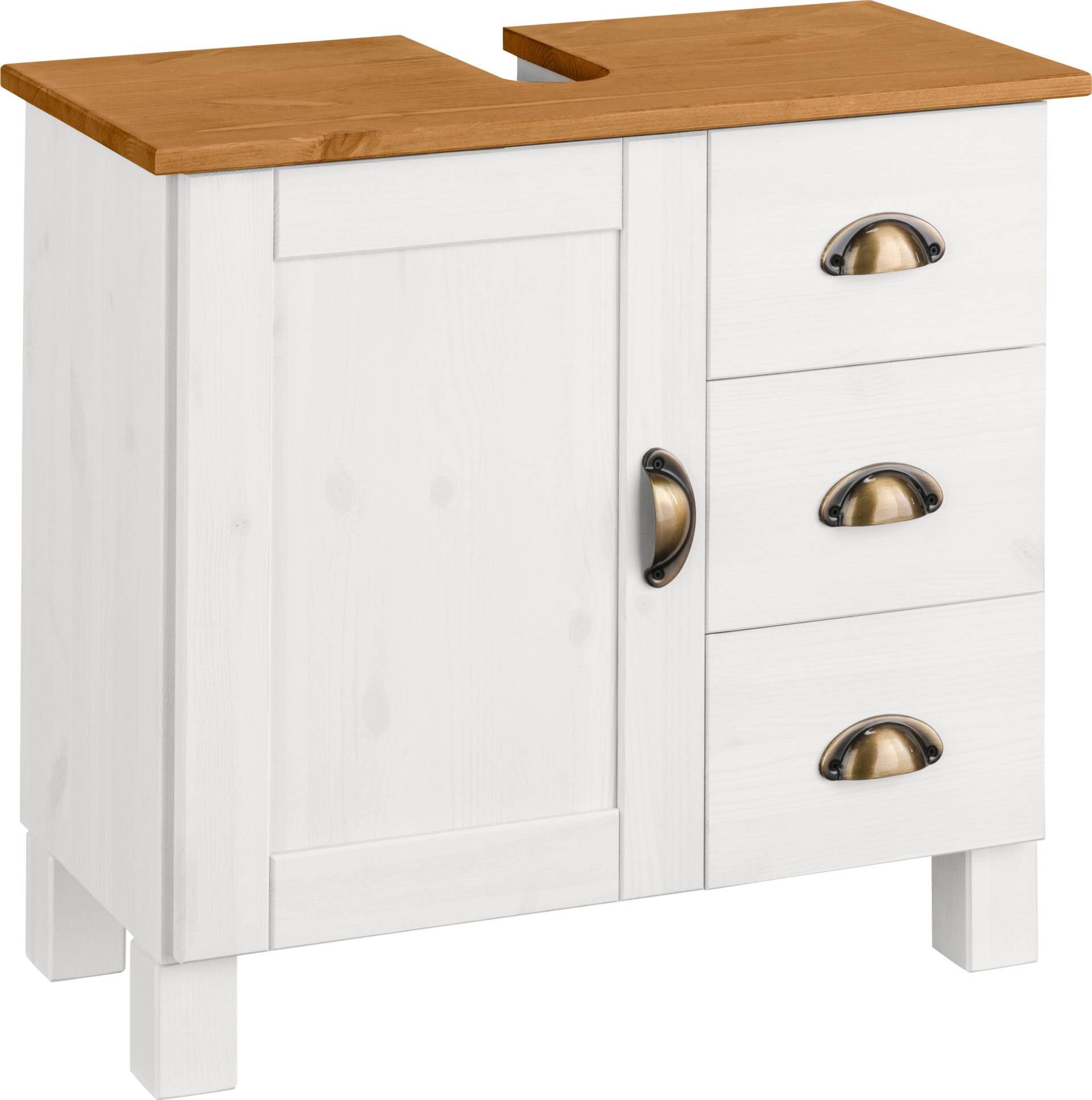 Home affaire Waschbeckenunterschrank »Oslo«, Kiefer, 1 Tür und 3 Schubkästen, Breite 60 cm, Höhe 55 cm Home affaire Waschbeckenunterschrank »Oslo«, Kiefer, 1 Tür und 3 Schubkästen, Breite 60 cm, Höhe 55 cm von home affaire