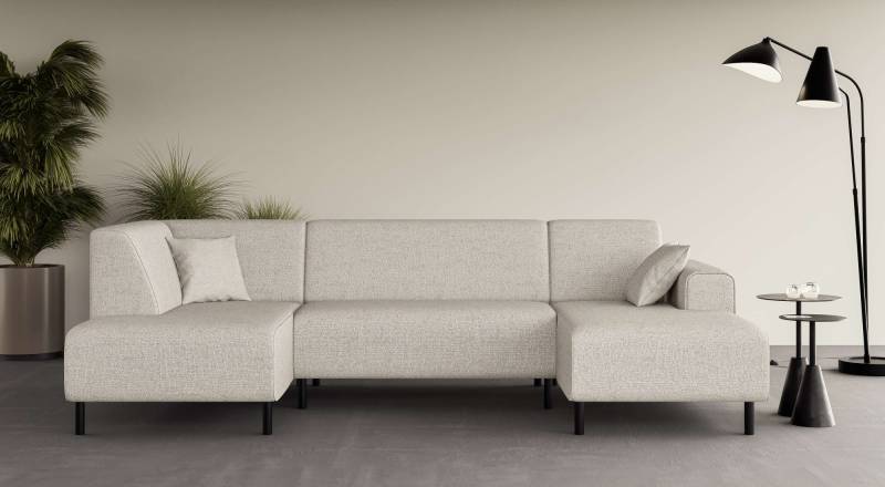 Home affaire Wohnlandschaft »ARROS U-Form mit Wellenunterfederung, Masse B/T/H: 300/163/81 cm«, incl. Zierkissen, mit Recamiere links/rechts bestellbar, auch in Cord von home affaire