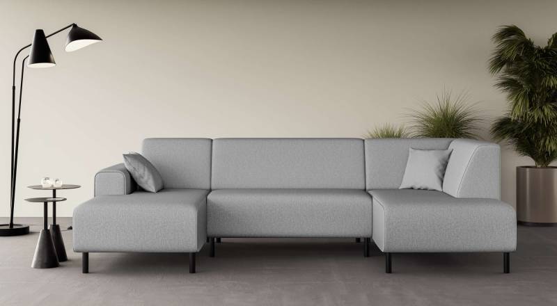 Home affaire Wohnlandschaft »ARROS U-Form mit Wellenunterfederung, Masse B/T/H: 300/163/81 cm«, incl. Zierkissen, mit Recamiere links/rechts bestellbar, auch in Cord von home affaire