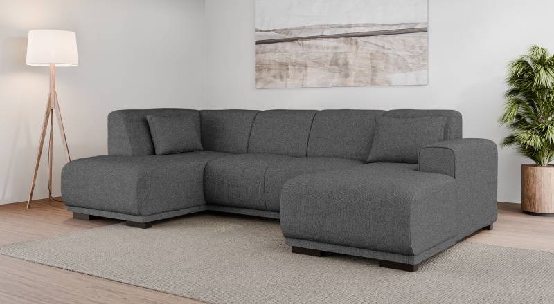 Home affaire Wohnlandschaft »BORNHOLM U-Form mit Recamiere rechts/links, B/T/H: 300/162/85 cm«, U-Form mit Wellenunterfederung, Recamiere rechts oder links bestellbar von home affaire
