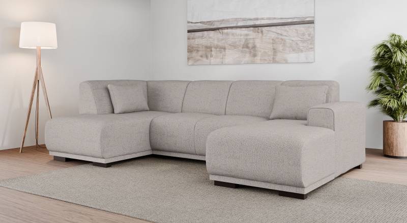 Home affaire Wohnlandschaft »BORNHOLM U-Form mit Recamiere rechts/links, B/T/H: 300/162/85 cm«, U-Form mit Wellenunterfederung, Recamiere rechts oder links bestellbar von home affaire