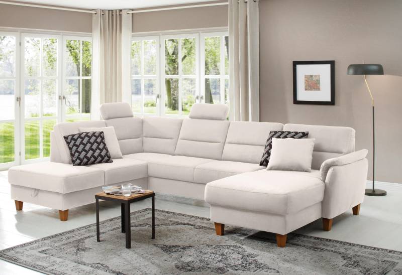 Home affaire Wohnlandschaft »Palmera U-Form«, Federkern, wahlweise mit Bettfunktion und mit/ohne Stauraum von home affaire