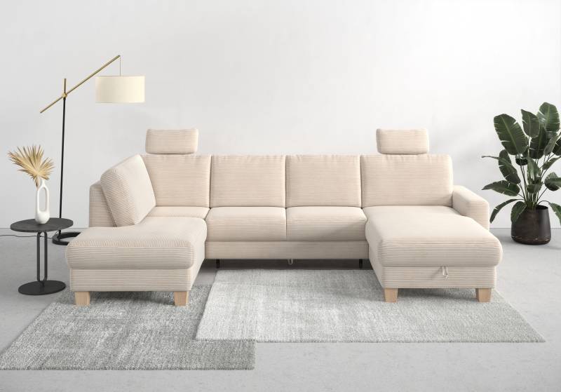 Home affaire Wohnlandschaft »Summer U-Form«, mit oder ohne Bettfunktion und Bettkasten, Cord-Bezug von home affaire
