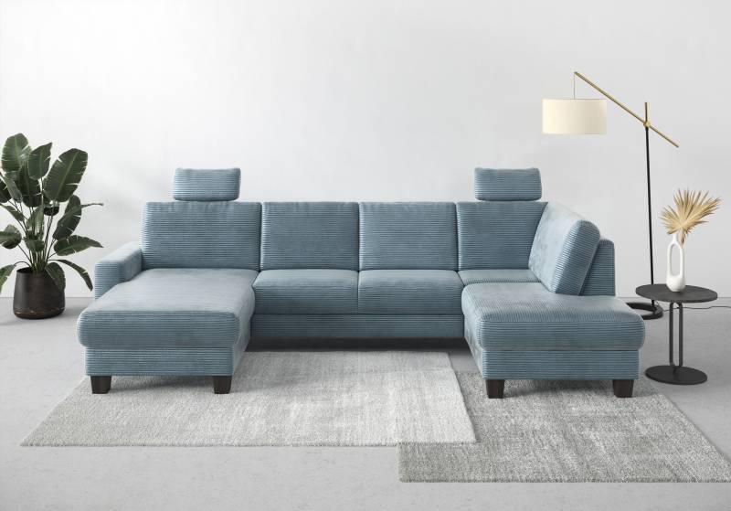 Home affaire Wohnlandschaft »Summer U-Form«, mit oder ohne Bettfunktion und Bettkasten, wengefarbene Holzfüsse von home affaire