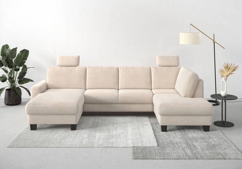 Home affaire Wohnlandschaft »Summer U-Form«, mit oder ohne Bettfunktion und Bettkasten, wengefarbene Holzfüsse von home affaire