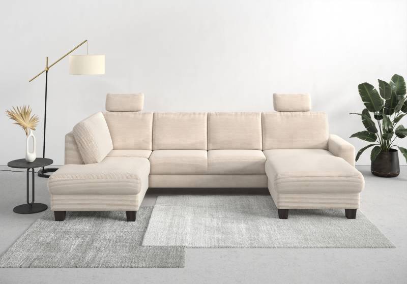 Home affaire Wohnlandschaft »Summer U-Form«, mit oder ohne Bettfunktion und Bettkasten, wengefarbene Holzfüsse von home affaire