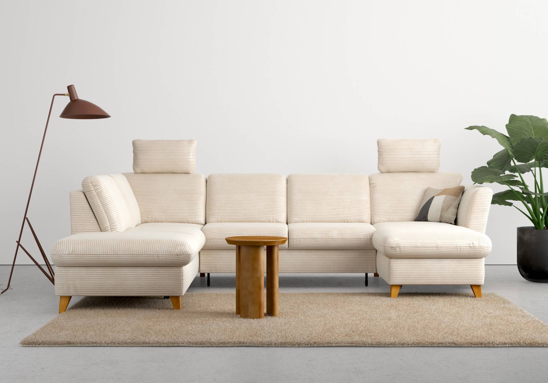 Home affaire Wohnlandschaft »Trelleborg U-Form«, wahlweise mit Bettfunktion und Bettkasten, inkl. Federkern-Polsterung von home affaire