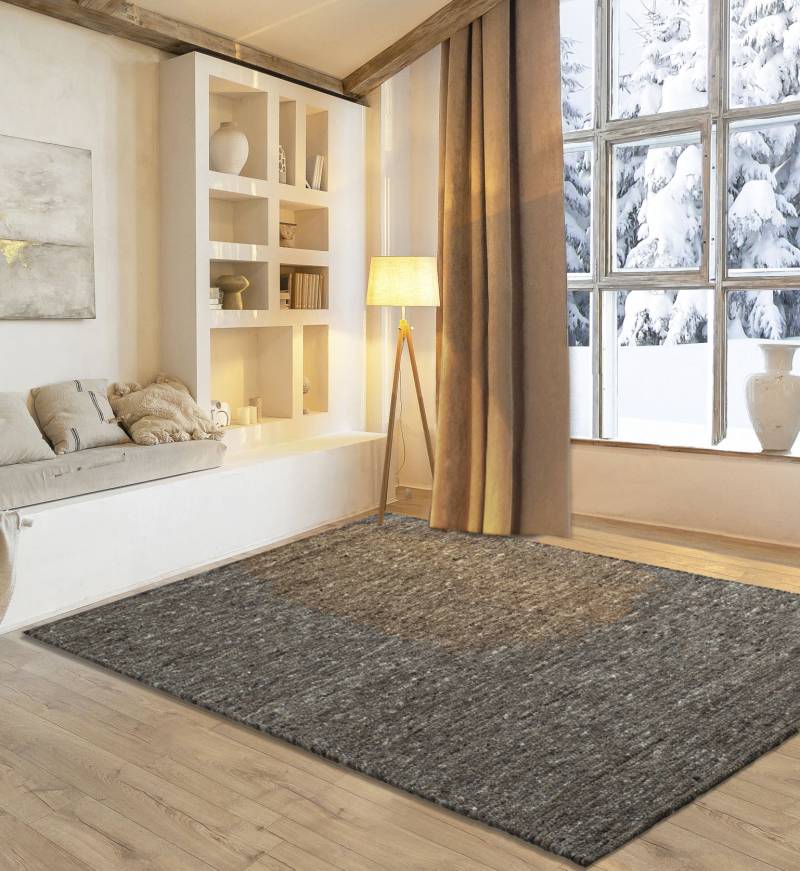 my home Wollteppich »Greith«, rechteckig, 12 mm Höhe, Wendeteppich, meliert, reine Wolle, handgewebt, Scandi, Wohnzimmer von My Home