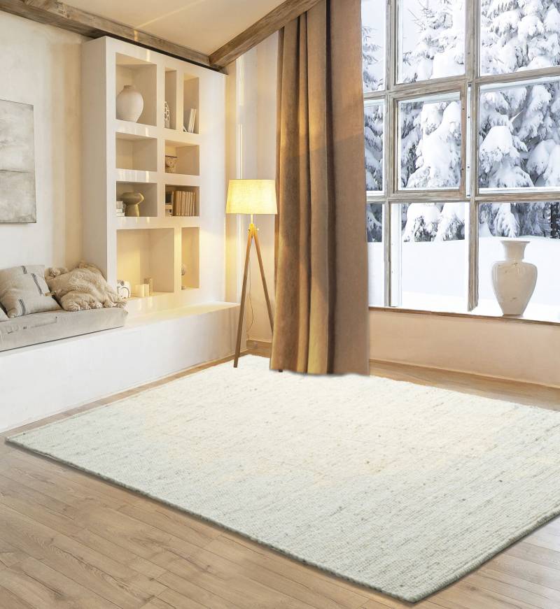 my home Wollteppich »Greith«, rechteckig, 12 mm Höhe, Wendeteppich, meliert, reine Wolle, handgewebt, Scandi, Wohnzimmer von My Home