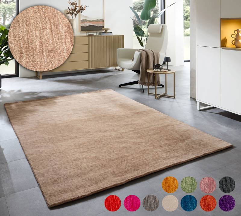 my home Wollteppich »Karchau«, rechteckig, 13 mm Höhe, Handweb Teppich, meliert, reine Wolle, handgewebt, brilliante Farben von My Home